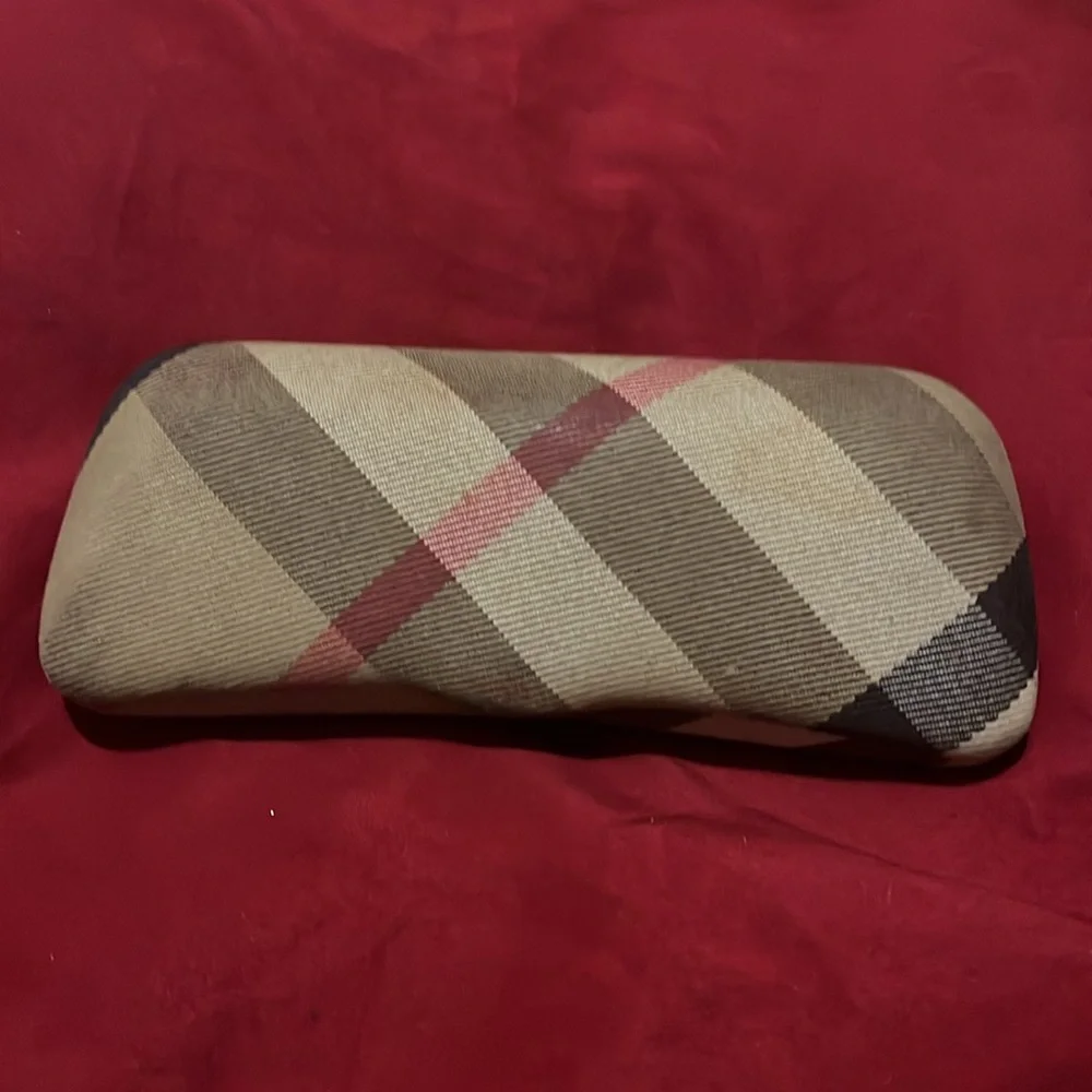 Burberry Beige and Red Plaid Glasses Case
